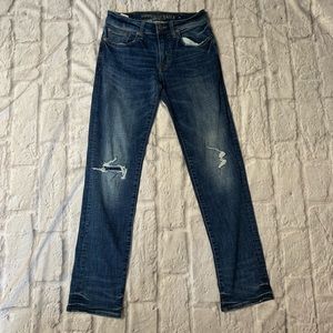 American Eagle ripped slim straight jeans